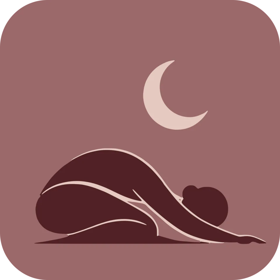 Ilustração do Yin Yoga: postura da criança sob a lua